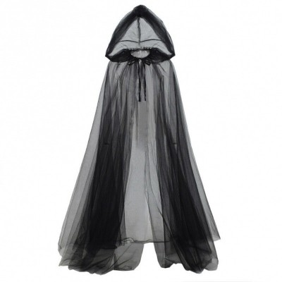 Halloween Hooded Tulle Witch Cloak, Gothic Vampire Cape for Cosplay Party
