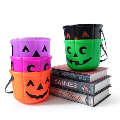 Colorful Halloween Candy Holders, Smiling Face Pumpkin Buckets for Kids Party Favors