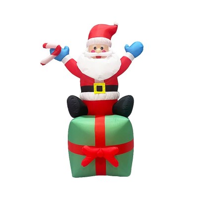 Christmas Inflatable Santa Gift Box, 1.8m LED Air Blown Decor for Outdoor