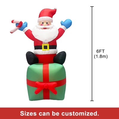 Christmas Inflatable Santa Gift Box, 1.8m LED Air Blown Decor for Outdoor