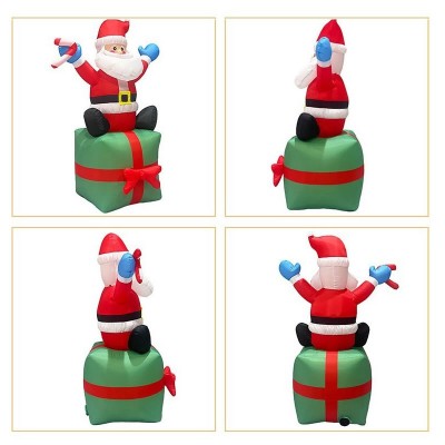 Christmas Inflatable Santa Gift Box, 1.8m LED Air Blown Decor for Outdoor