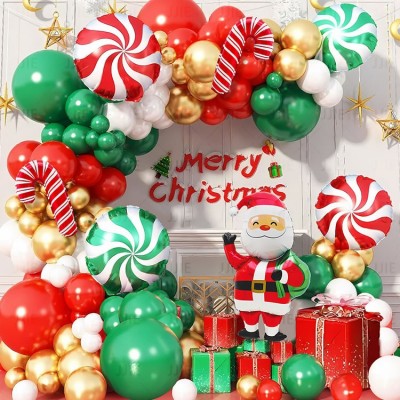 Christmas Balloon Arch Kit, Santa Hat Candy Cane for Holiday Family Gathering