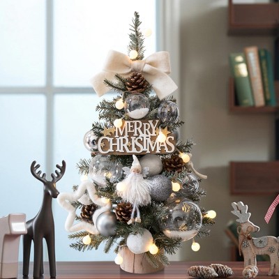 DIY Small Christmas Tree with Lights, Tabletop Artificial Tree for Holiday Decor