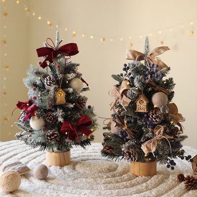DIY Small Christmas Tree with Lights, Tabletop Artificial Tree for Holiday Decor