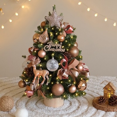 DIY Small Christmas Tree with Lights, Tabletop Artificial Tree for Holiday Decor