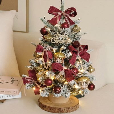 DIY Small Christmas Tree with Lights, Tabletop Artificial Tree for Holiday Decor