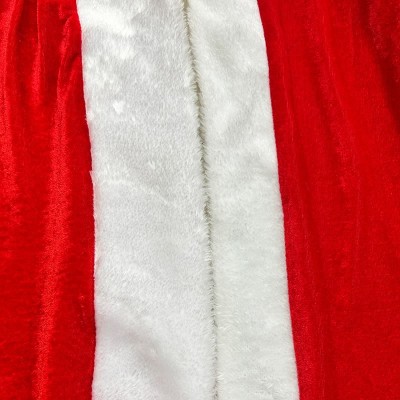 Men's Santa Claus Costume Set, Velvet Santa Suit with Beard for Christmas Party