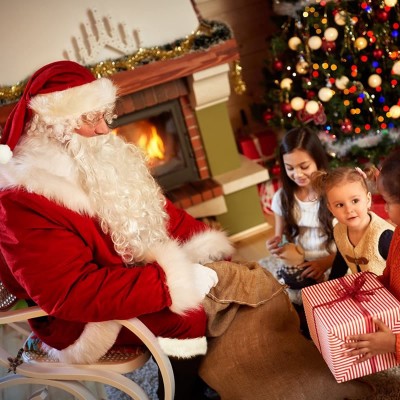 Men's Santa Claus Costume Set, Velvet Santa Suit with Beard for Christmas Party