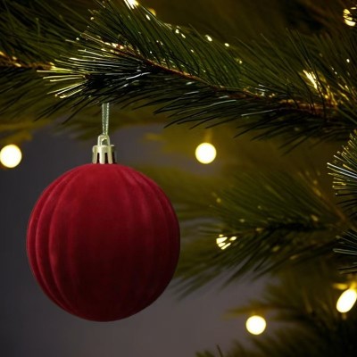 Velvet Flocked Christmas Tree Balls, 12Pcs Set for Christmas Decoration