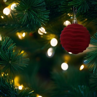 Velvet Flocked Christmas Tree Balls, 12Pcs Set for Christmas Decoration