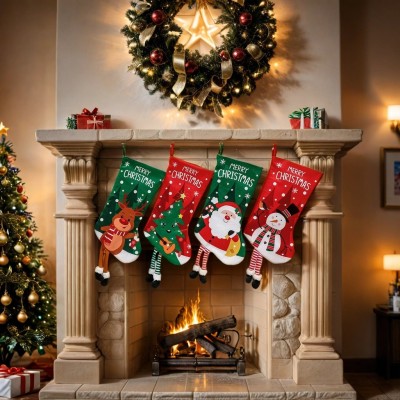 Large Christmas Stockings with 3D Legs, Cartoon Xmas Stockings for Tree Decor