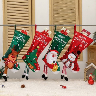 Large Christmas Stockings with 3D Legs, Cartoon Xmas Stockings for Tree Decor