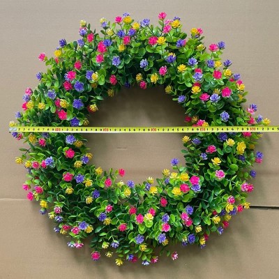 Artificial Eucalyptus Flower Wreath, Colorful Spring Wreath for Holiday Party Decor