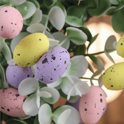 Colorful Speckled Easter Egg Wreath, Spring Decor for Easter Party, Wall Hanging