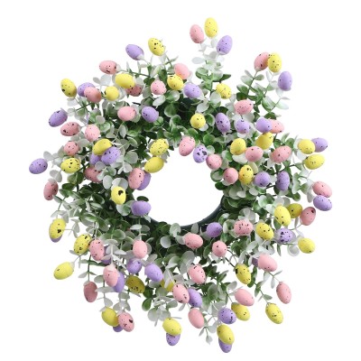 Colorful Speckled Easter Egg Wreath, Spring Decor for Easter Party, Wall Hanging