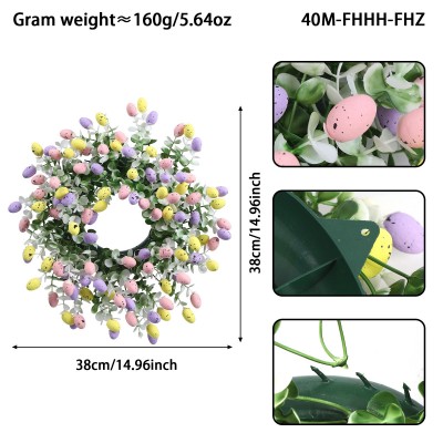 Colorful Speckled Easter Egg Wreath, Spring Decor for Easter Party, Wall Hanging