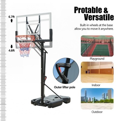 Portable Basketball Hoop, Adjustable Height with Fillable Base for Outdoor Use