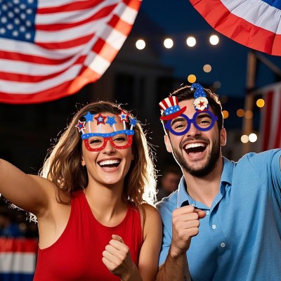 Patriotic Glasses Frame USA Hat Crown Design Photo Props for American National Day