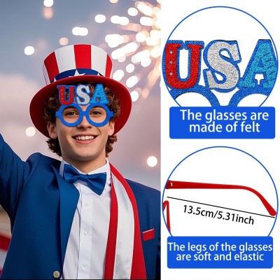 Patriotic Glasses Frame USA Hat Crown Design Photo Props for American National Day