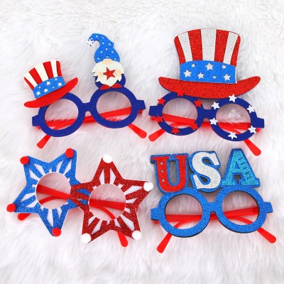 Patriotic Glasses Frame USA Hat Crown Design Photo Props for American National Day