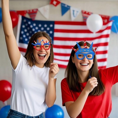 Patriotic Glasses Frame USA Hat Crown Design Photo Props for American National Day