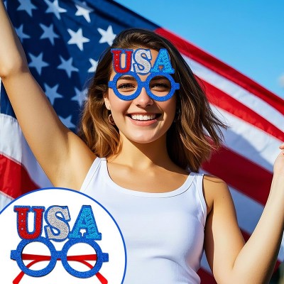 Patriotic Glasses Frame USA Hat Crown Design Photo Props for American National Day