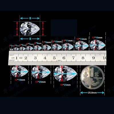 Pear Shape White CZ Stones AAA Cubic Zirconia Loose Gemstones Wholesale