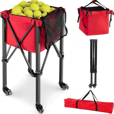 Foldable Tennis Cart Large Capacity Ball Storage for Court Training