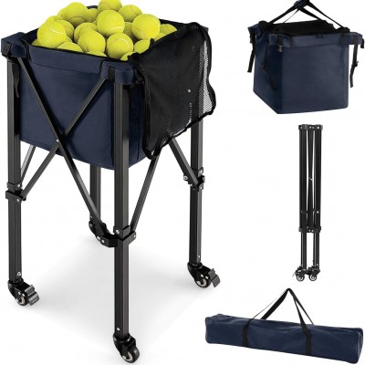 Foldable Tennis Cart Large Capacity Ball Storage for Court Training