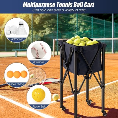 Foldable Tennis Cart Large Capacity Ball Storage for Court Training