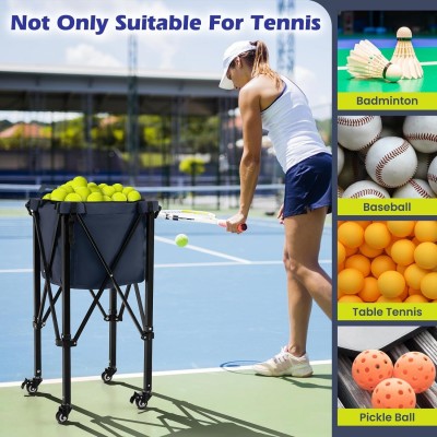Foldable Tennis Cart Large Capacity Ball Storage for Court Training
