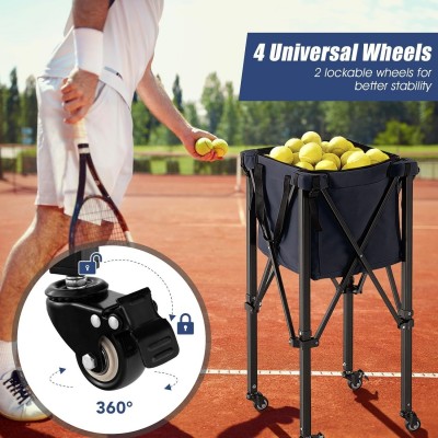 Foldable Tennis Cart Large Capacity Ball Storage for Court Training