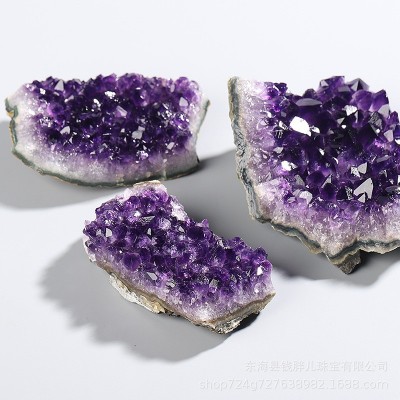 Brazilian Amethyst Block Geode Slice Natural Crystal Display Decor
