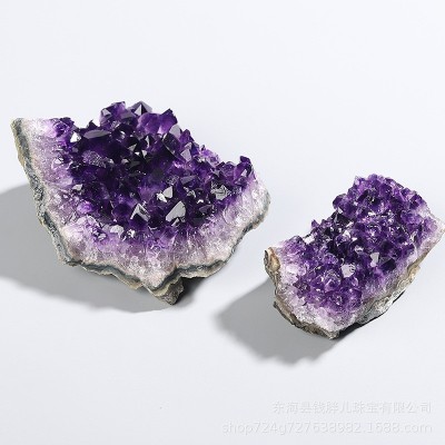 Brazilian Amethyst Block Geode Slice Natural Crystal Display Decor