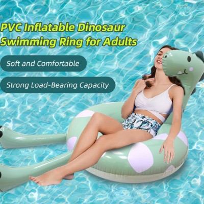 Adult Dinosaur Inflatable Swimming Ring 0.18mm Thick PVC Beach Float