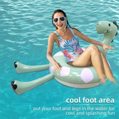 Adult Dinosaur Inflatable Swimming Ring 0.18mm Thick PVC Beach Float