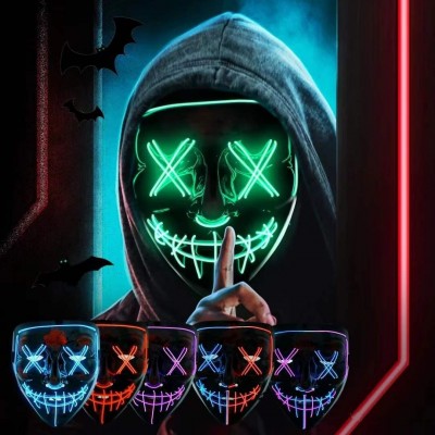 LED V for Vendetta Mask Neon Light Up Mask for Halloween Cosplay