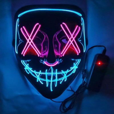 LED V for Vendetta Mask Neon Light Up Mask for Halloween Cosplay