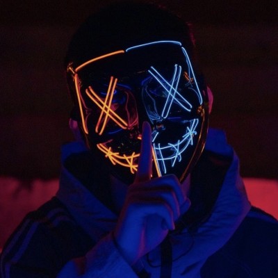 LED V for Vendetta Mask Neon Light Up Mask for Halloween Cosplay