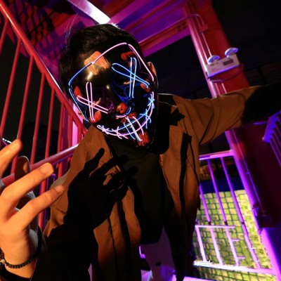 LED V for Vendetta Mask Neon Light Up Mask for Halloween Cosplay