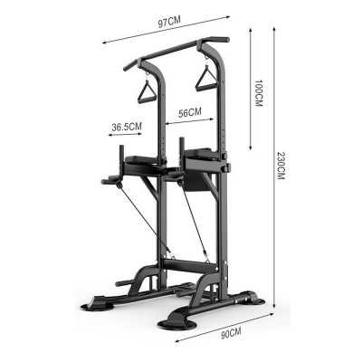 Multi-Function Home Gym Station,Pull Up/Dip/ Sit Up,Steel,Black/White