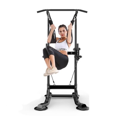 Multi-Function Home Gym Station,Pull Up/Dip/ Sit Up,Steel,Black/White