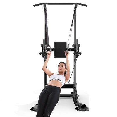 Multi-Function Home Gym Station,Pull Up/Dip/ Sit Up,Steel,Black/White