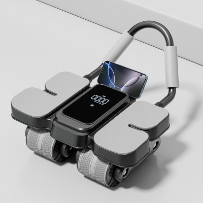 Automatic Rebound Abdominal Wheel with Counter, 4-Wheel Core Trainer for Home Gym