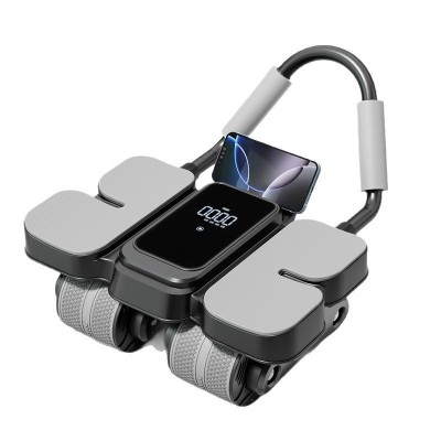 Automatic Rebound Abdominal Wheel with Counter, 4-Wheel Core Trainer for Home Gym