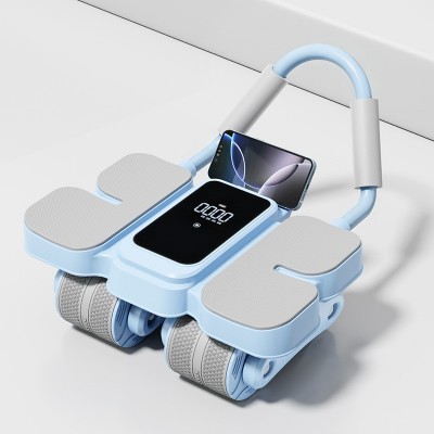 Automatic Rebound Abdominal Wheel with Counter, 4-Wheel Core Trainer for Home Gym