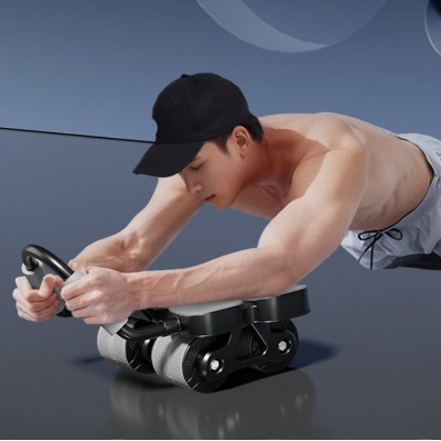 Automatic Rebound Abdominal Wheel with Counter, 4-Wheel Core Trainer for Home Gym