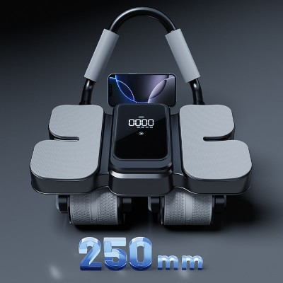 Automatic Rebound Abdominal Wheel with Counter, 4-Wheel Core Trainer for Home Gym